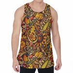 Abstract Sunflower Pattern Print Men's Velvet Tank Top