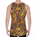 Abstract Sunflower Pattern Print Men's Velvet Tank Top