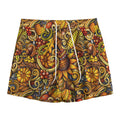 Abstract Sunflower Pattern Print Mesh Shorts
