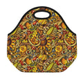 Abstract Sunflower Pattern Print Neoprene Lunch Bag