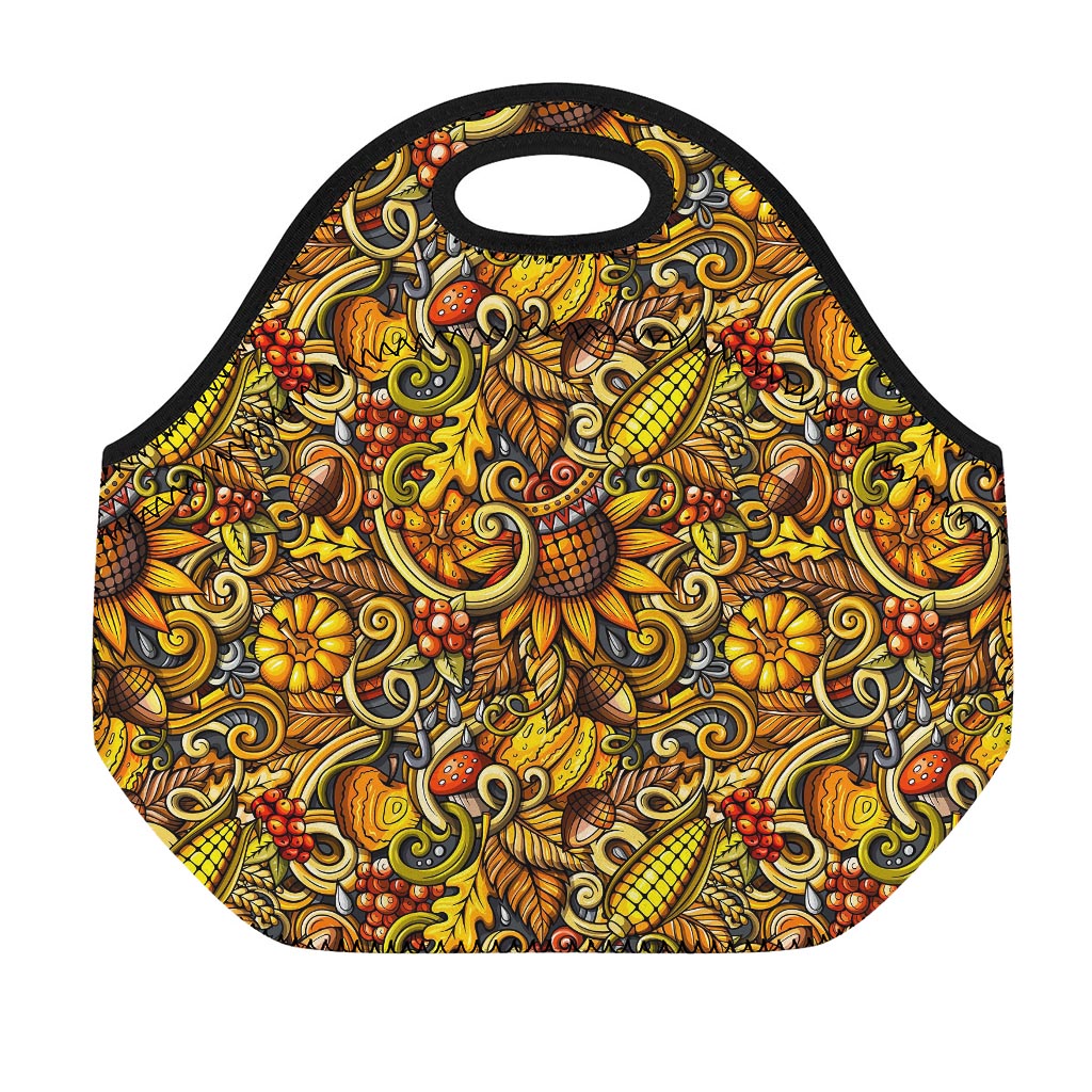 Abstract Sunflower Pattern Print Neoprene Lunch Bag