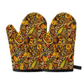 Abstract Sunflower Pattern Print Oven Mitts
