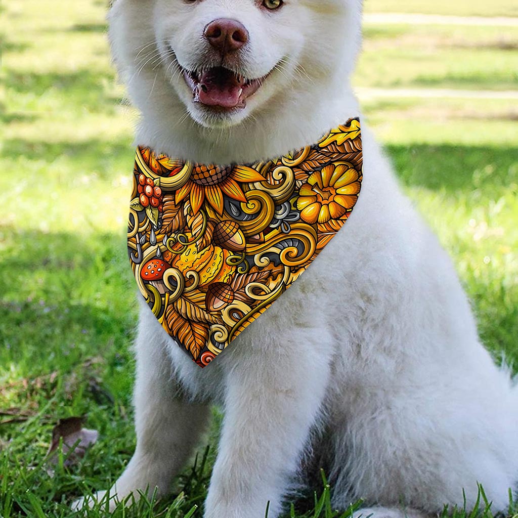 Abstract Sunflower Pattern Print Over The Collar Dog Bandana