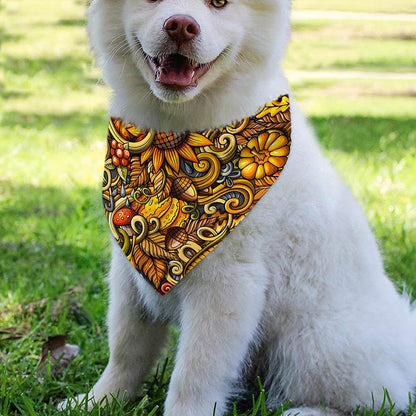 Abstract Sunflower Pattern Print Over The Collar Dog Bandana