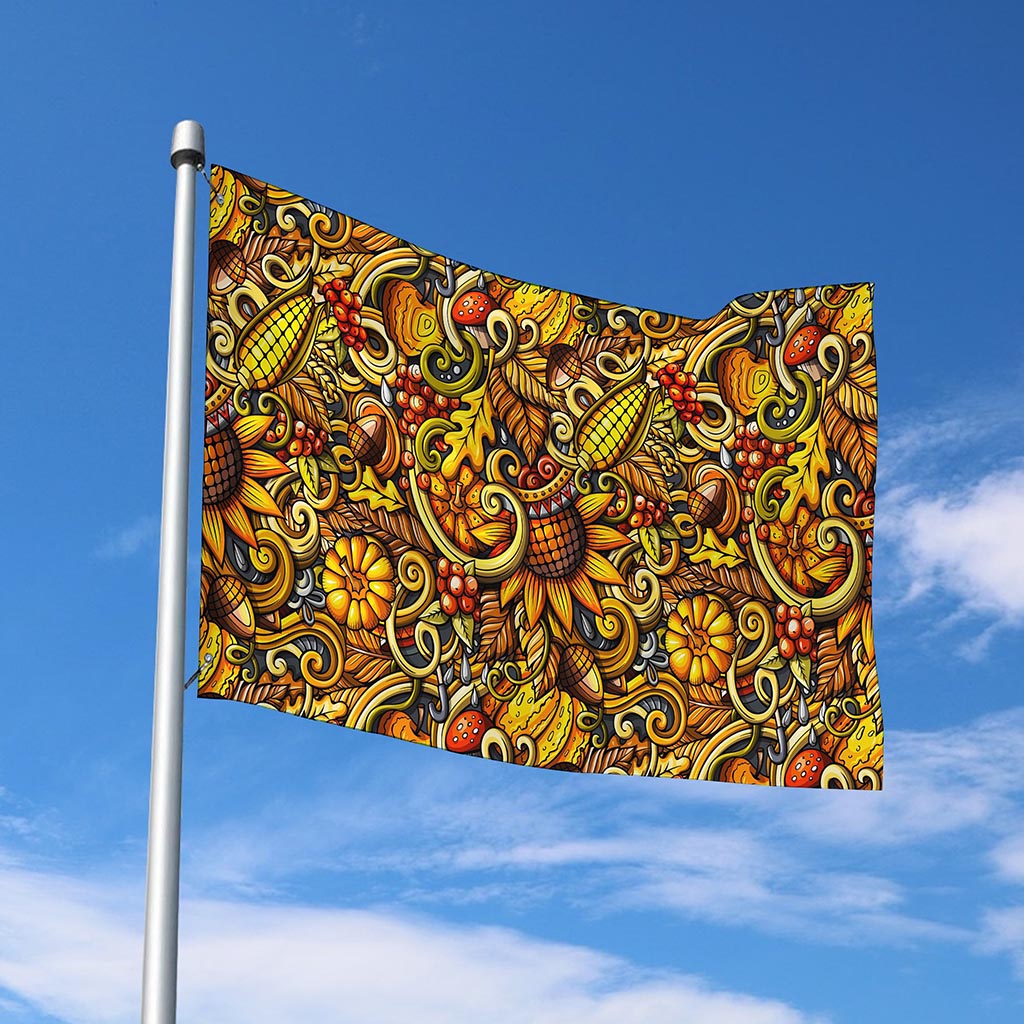 Abstract Sunflower Pattern Print Polyester Flag