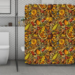 Abstract Sunflower Pattern Print Polyester Shower Curtain