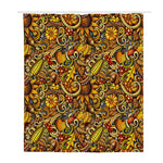 Abstract Sunflower Pattern Print Polyester Shower Curtain