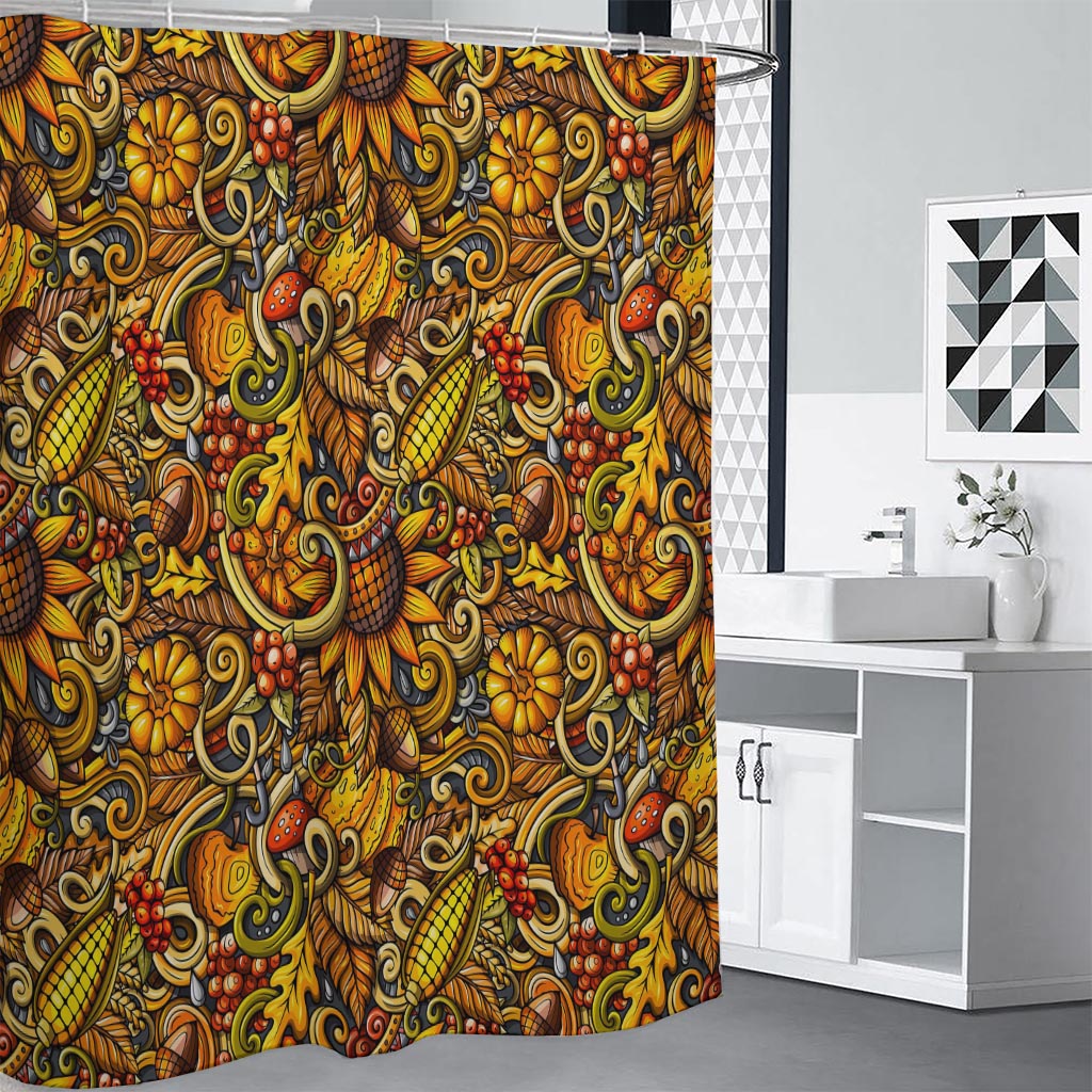 Abstract Sunflower Pattern Print Premium Shower Curtain