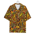 Abstract Sunflower Pattern Print Rayon Hawaiian Shirt