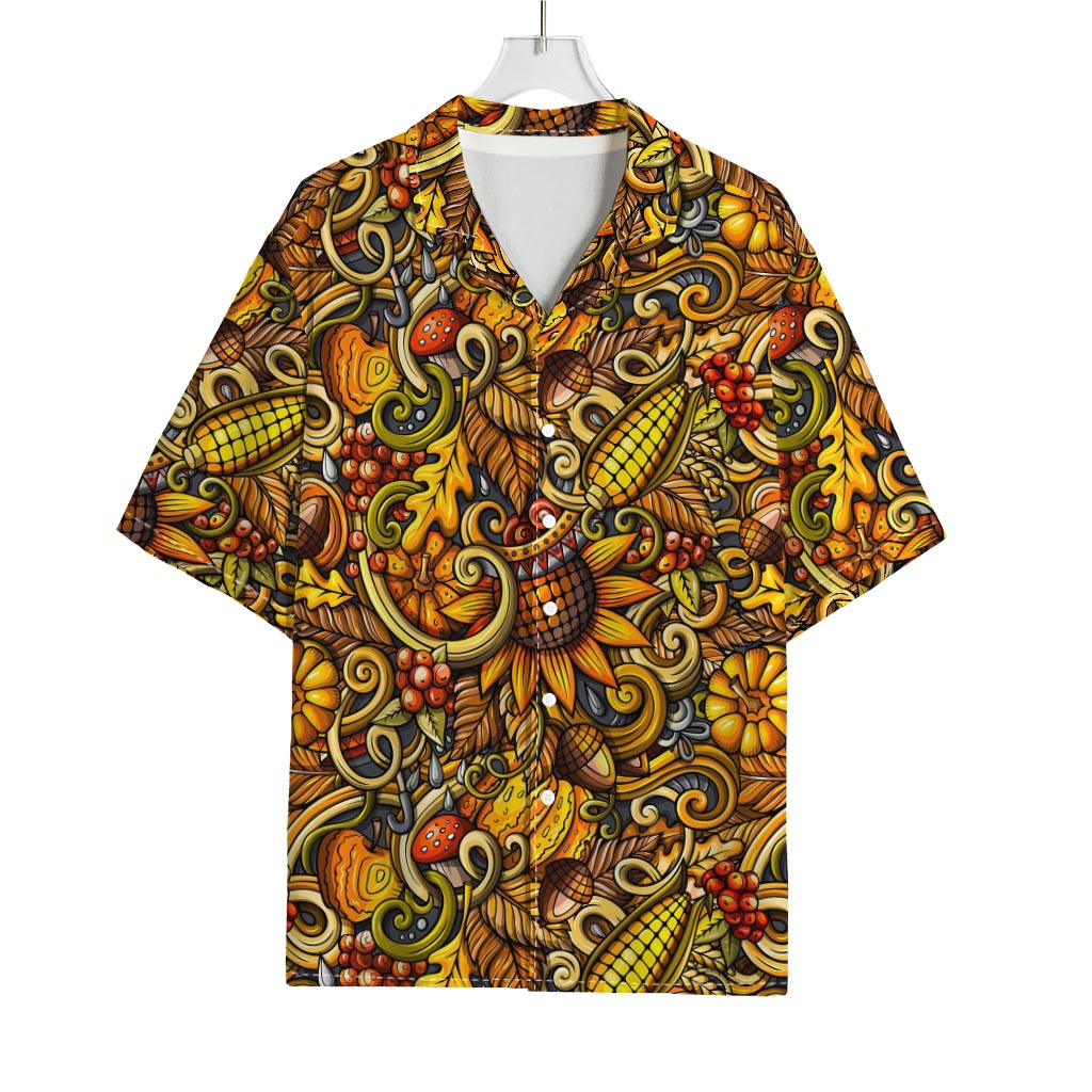 Abstract Sunflower Pattern Print Rayon Hawaiian Shirt