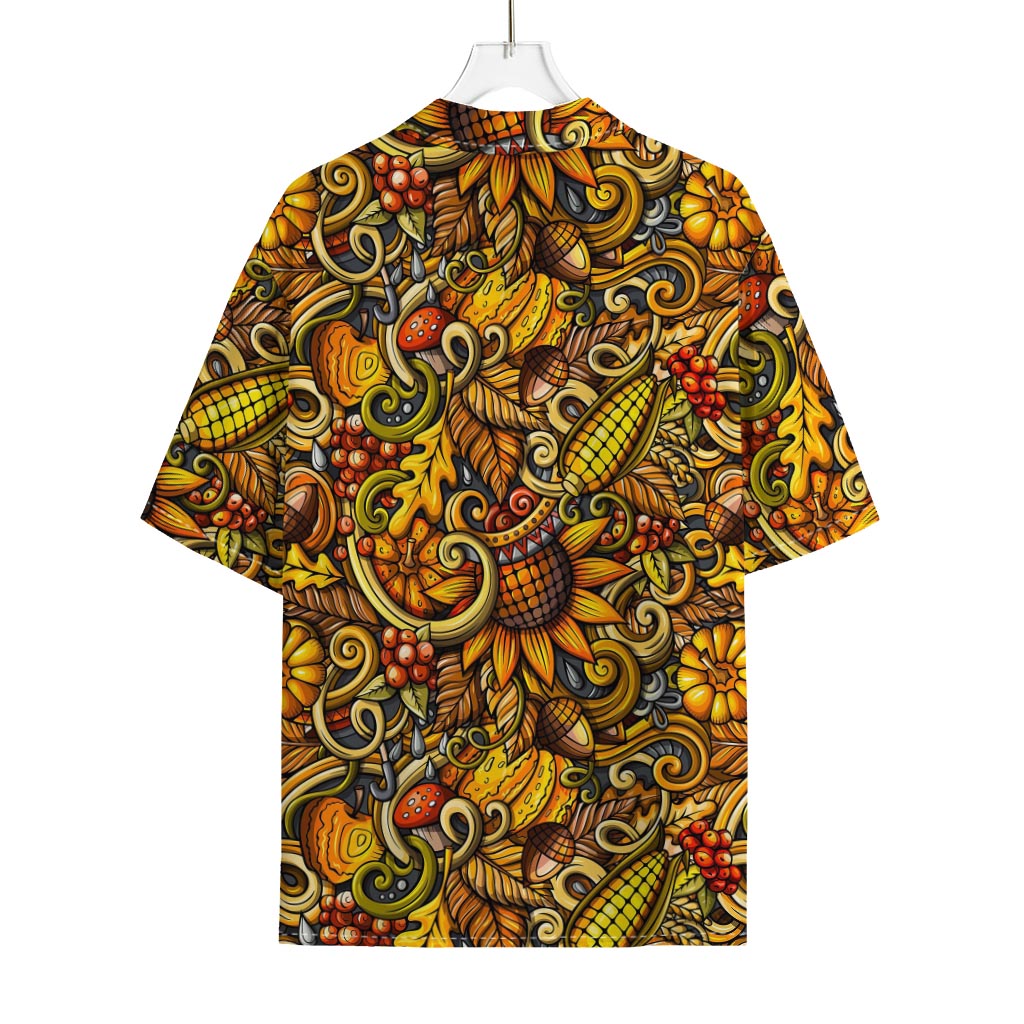 Abstract Sunflower Pattern Print Rayon Hawaiian Shirt