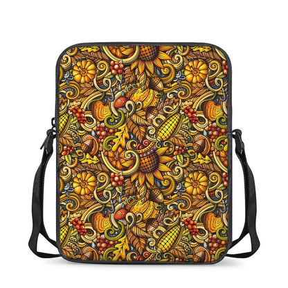 Abstract Sunflower Pattern Print Rectangular Crossbody Bag