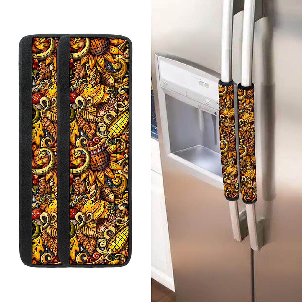 Abstract Sunflower Pattern Print Refrigerator Handle Covers