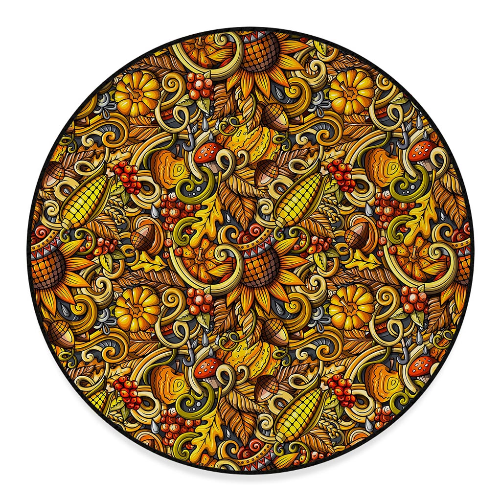 Abstract Sunflower Pattern Print Round Floor Mat