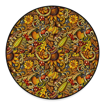 Abstract Sunflower Pattern Print Round Floor Mat