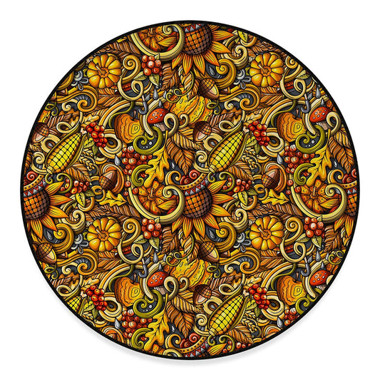 Abstract Sunflower Pattern Print Round Floor Mat