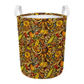 Abstract Sunflower Pattern Print Round Laundry Basket