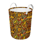 Abstract Sunflower Pattern Print Round Laundry Basket