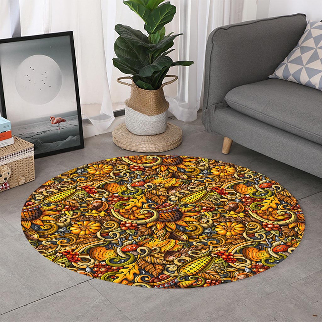 Abstract Sunflower Pattern Print Round Rug
