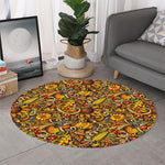 Abstract Sunflower Pattern Print Round Rug