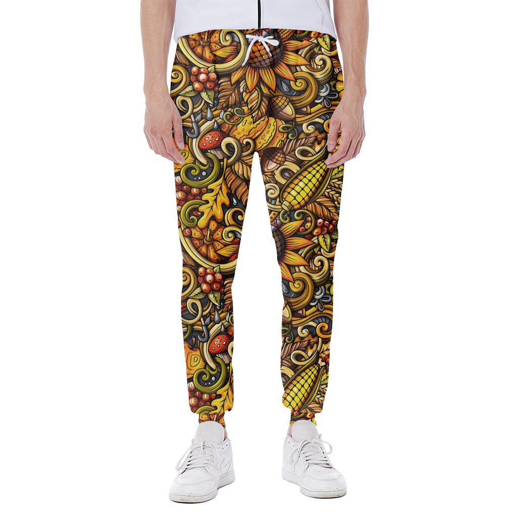 Abstract Sunflower Pattern Print Scuba Joggers