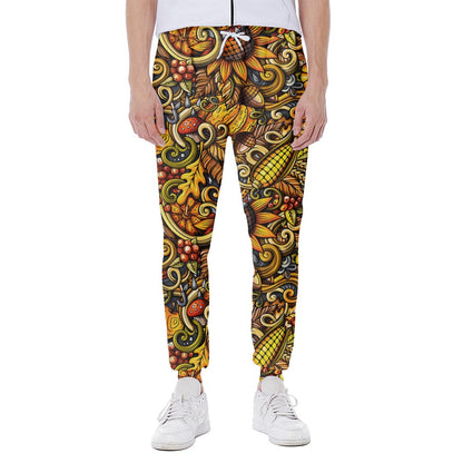 Abstract Sunflower Pattern Print Scuba Joggers