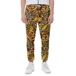 Abstract Sunflower Pattern Print Scuba Joggers