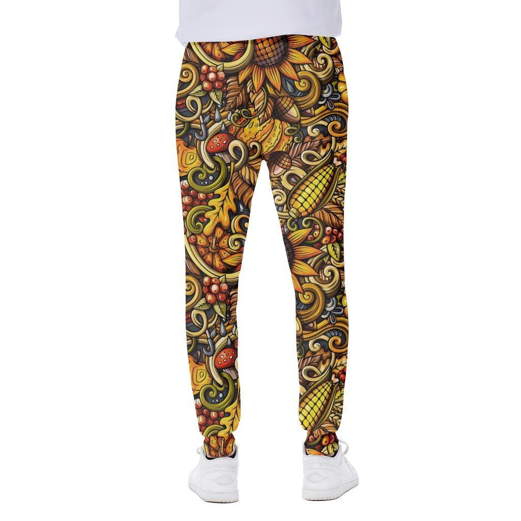 Abstract Sunflower Pattern Print Scuba Joggers