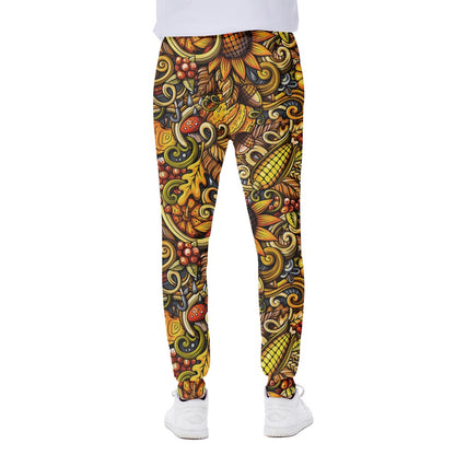Abstract Sunflower Pattern Print Scuba Joggers