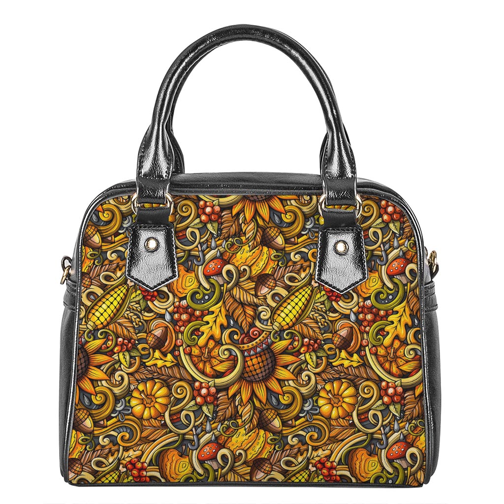 Abstract Sunflower Pattern Print Shoulder Handbag