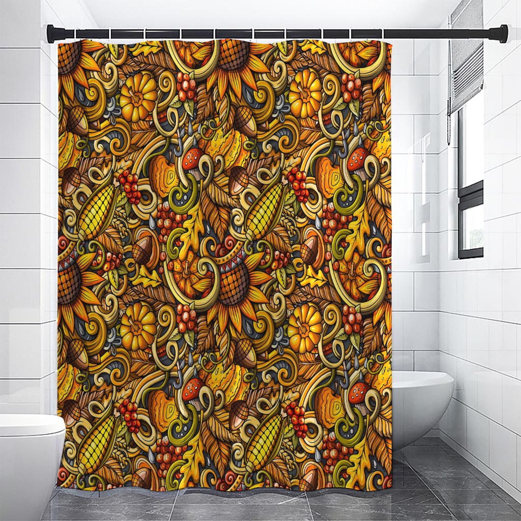 Abstract Sunflower Pattern Print Shower Curtain