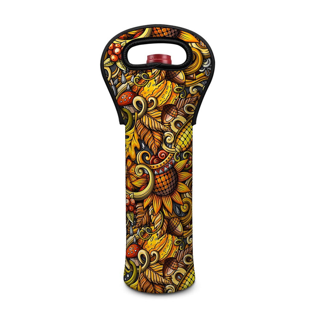 Abstract Sunflower Pattern Print Single Neoprene Wine Tote