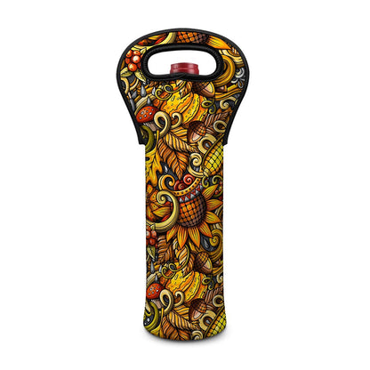 Abstract Sunflower Pattern Print Single Neoprene Wine Tote