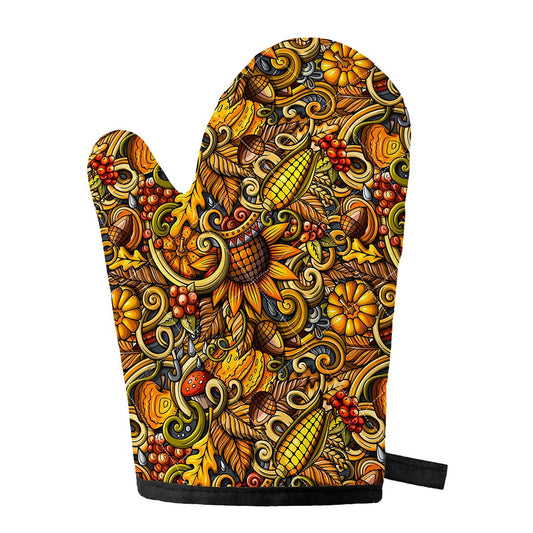 Abstract Sunflower Pattern Print Single Oven Mitt