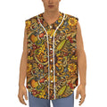 Abstract Sunflower Pattern Print Sleeveless Baseball Jersey