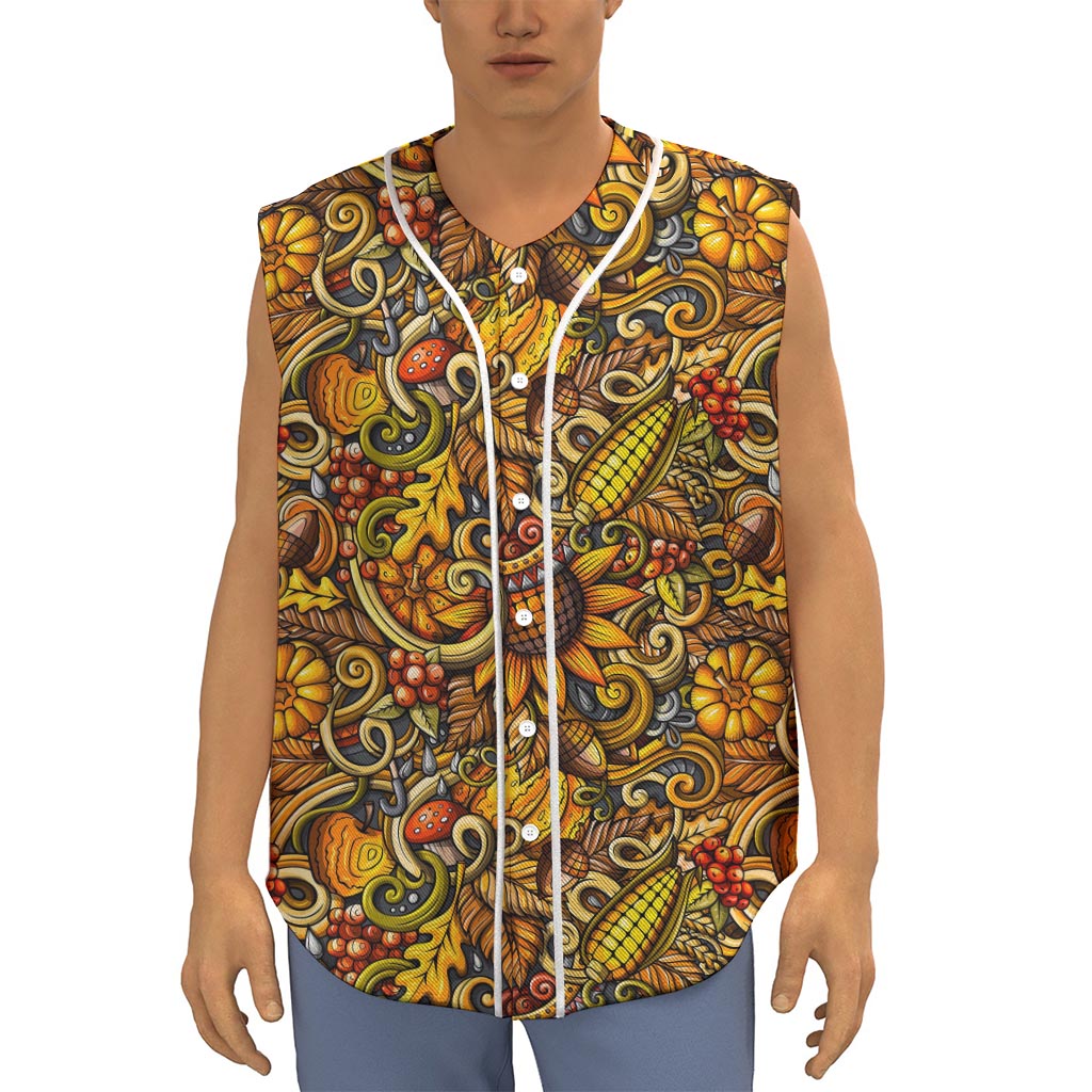 Abstract Sunflower Pattern Print Sleeveless Baseball Jersey
