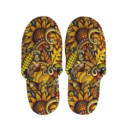 Abstract Sunflower Pattern Print Slippers