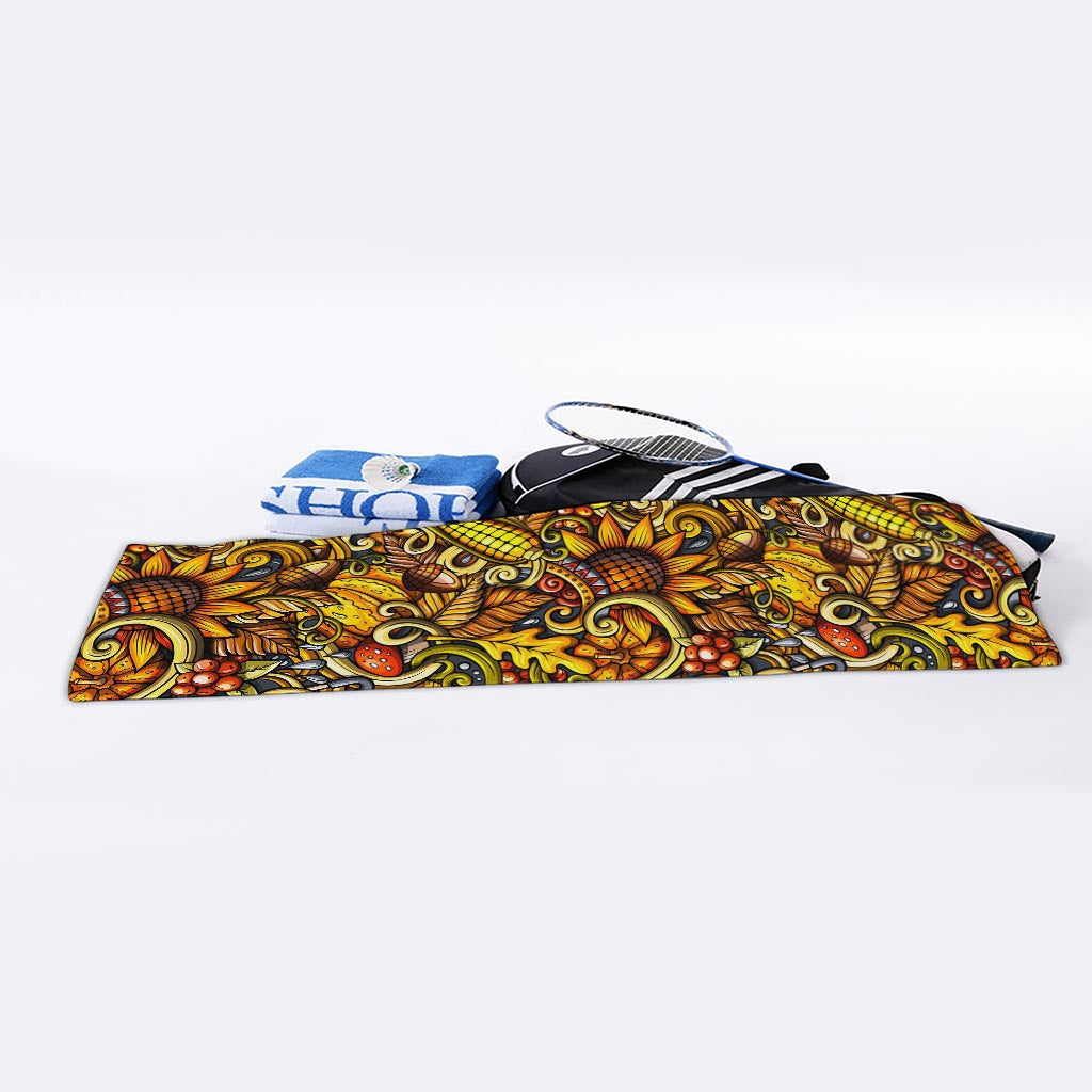 Abstract Sunflower Pattern Print Sports Towel
