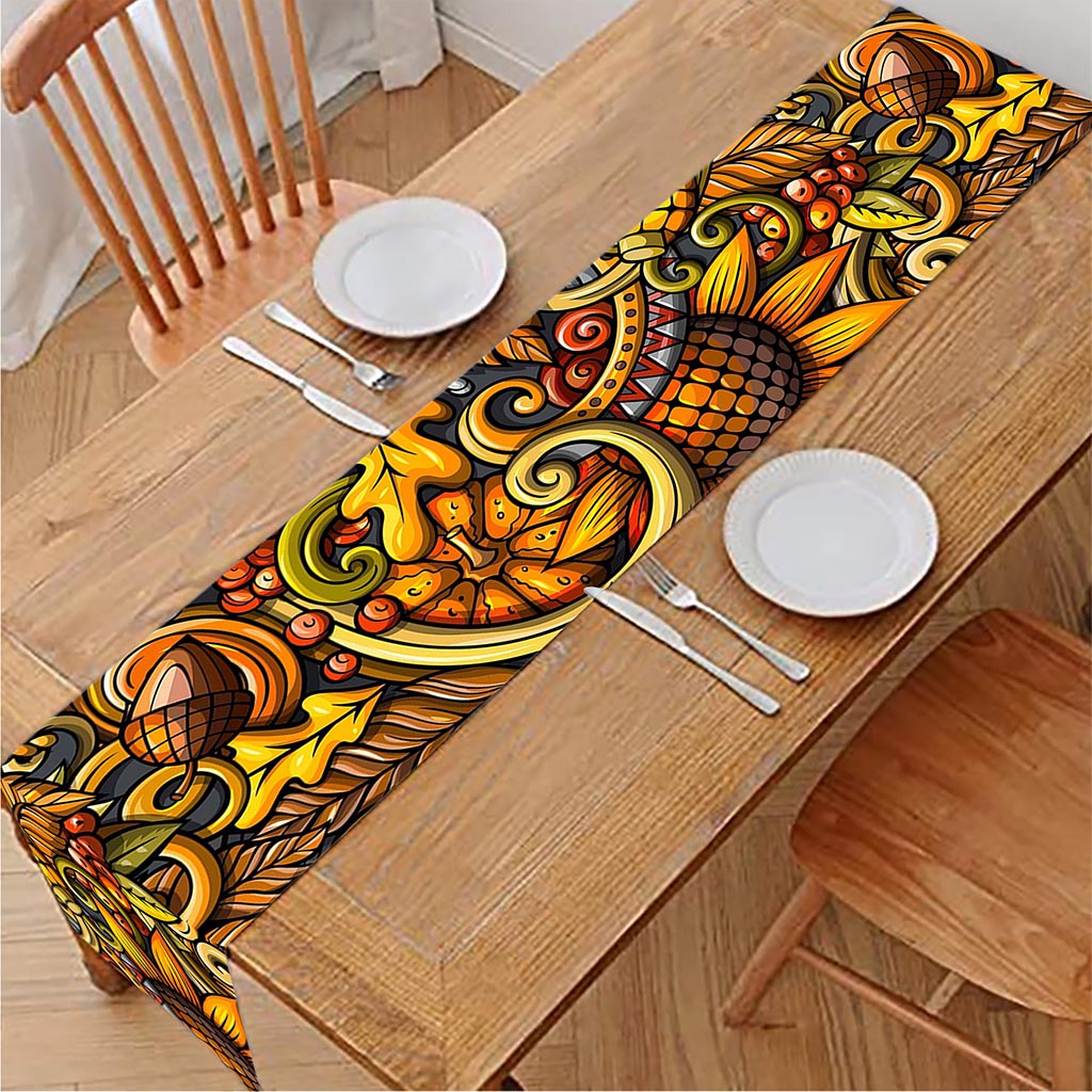 Abstract Sunflower Pattern Print Table Runner