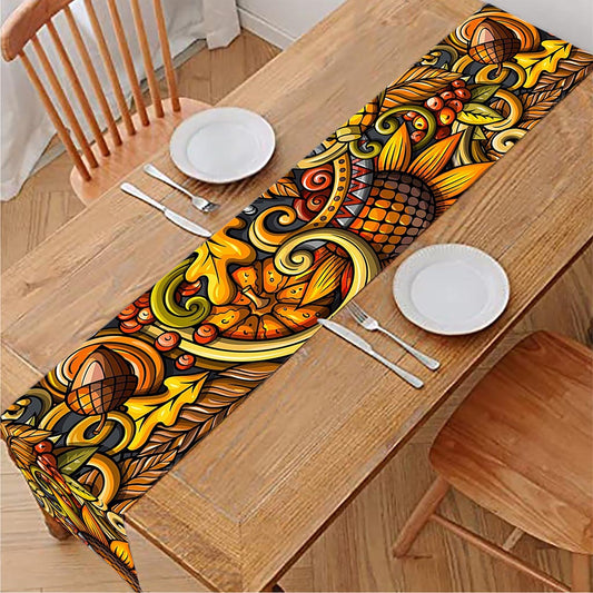 Abstract Sunflower Pattern Print Table Runner