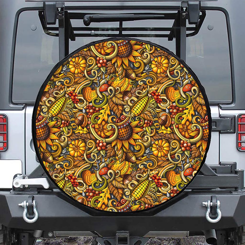 Abstract Sunflower Pattern Print Tire Cover