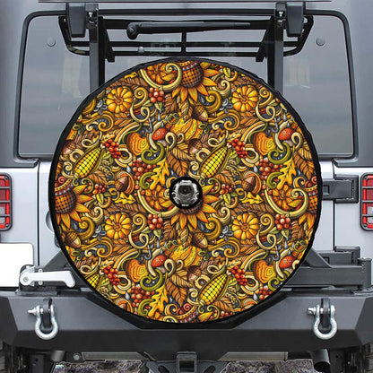 Abstract Sunflower Pattern Print Tire Cover With Camera Hole