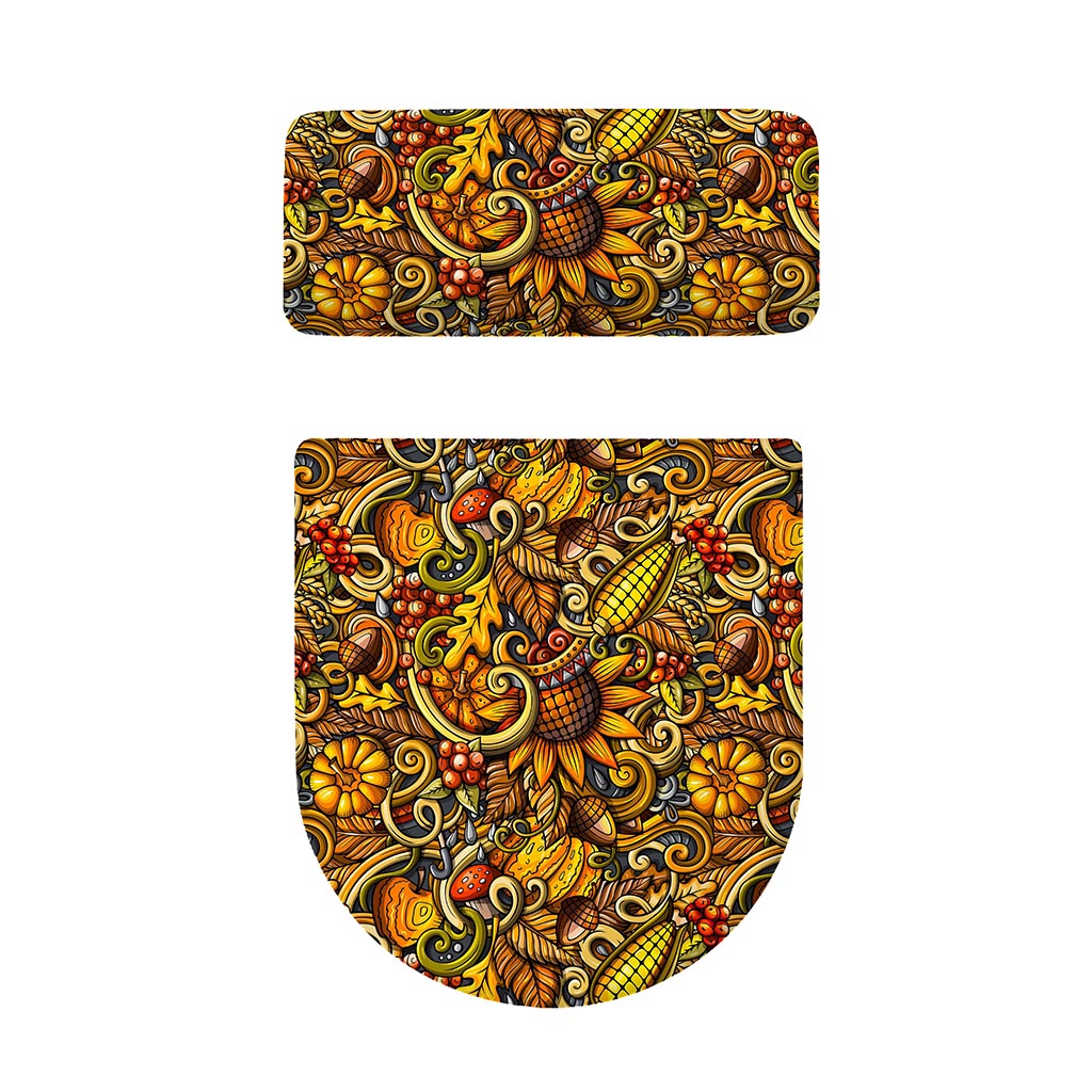 Abstract Sunflower Pattern Print Toilet Lid And Tank Cover Set