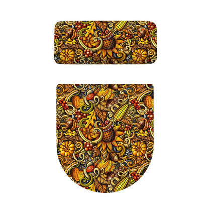 Abstract Sunflower Pattern Print Toilet Lid And Tank Cover Set