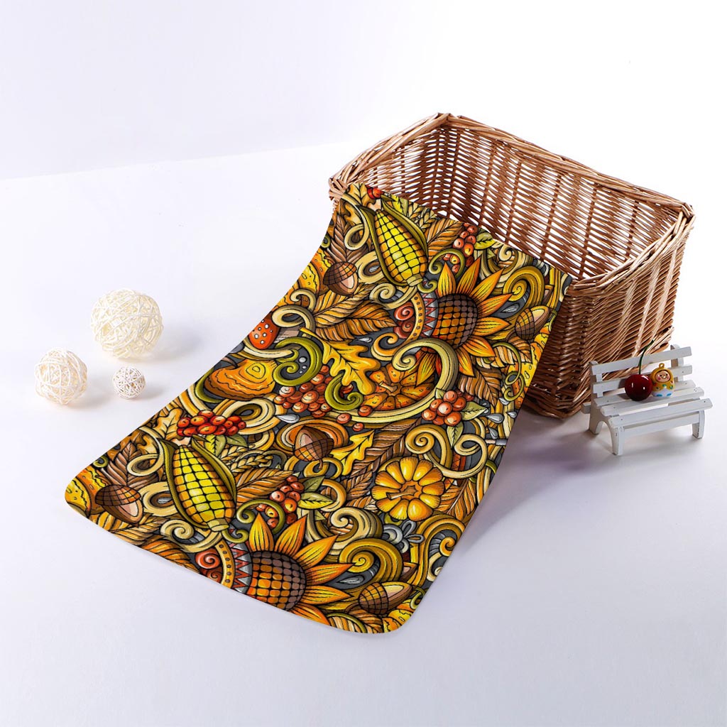 Abstract Sunflower Pattern Print Towel