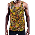 Abstract Sunflower Pattern Print Men's Workout Tank Top