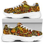 Abstract Sunflower Pattern Print White Chunky Shoes