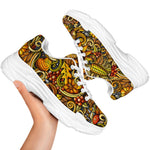Abstract Sunflower Pattern Print White Chunky Shoes