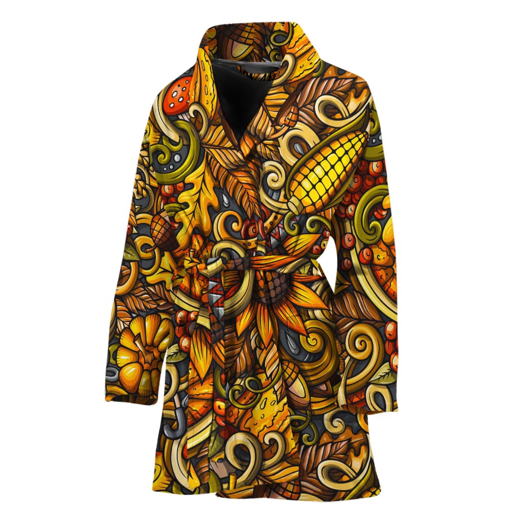 Abstract Sunflower Pattern Print Women's Bathrobe