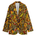 Abstract Sunflower Pattern Print Women's Blazer